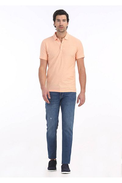 Ramsey Jacquard Polo Neck Cotton Blend T-shirt