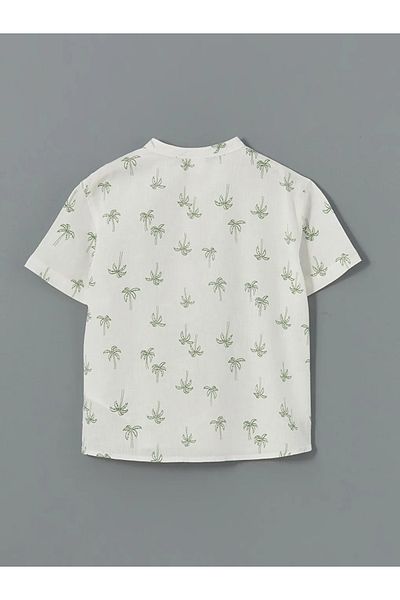 LC Waikiki Lcw Eco Ecru Judge Collar Printed Short Sleeve Boy's Shirt