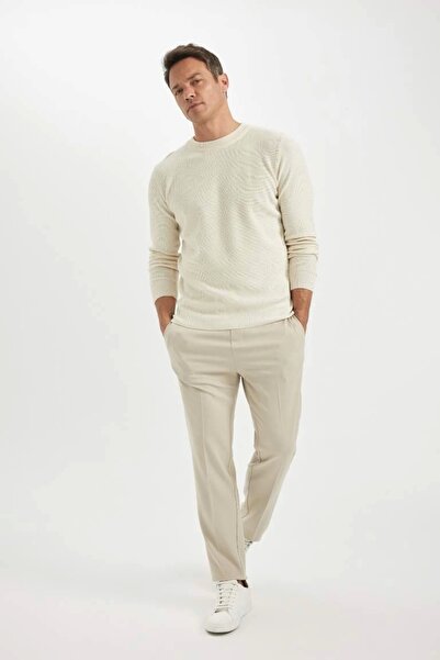 DeFacto A5181 Standard Fit Regular Cut Cotton Crew Neck Muline Patterned Knitwear Sweater