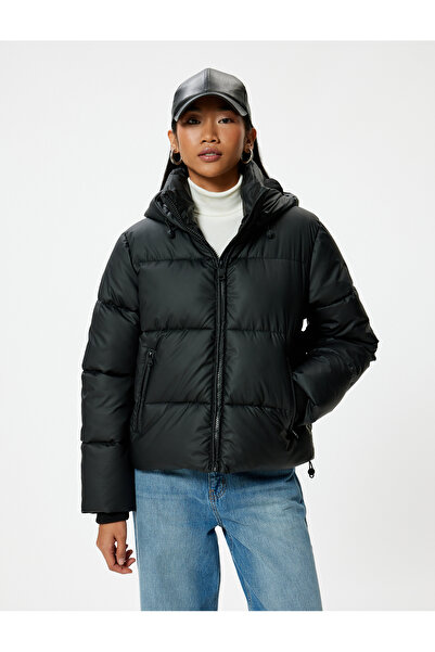 Koton Pufferjacke mit Kapuze und Reißverschluss und Taschen