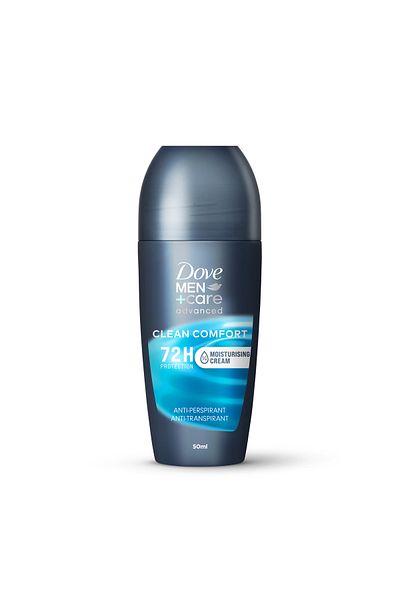 Dove Men +Care Advanced Antiperspirant Roll-On, Clean Comfort, Moisturizer, 72H Protection, 50ml
