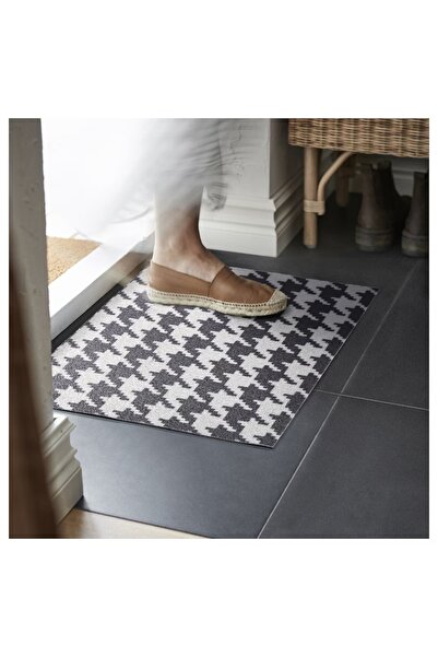 IKEA Tomtratt Paspas 40x60 cm Siyah Beyaz Kaymaz Kaydırmaz Tabanlı Kapı Önü Paspası
