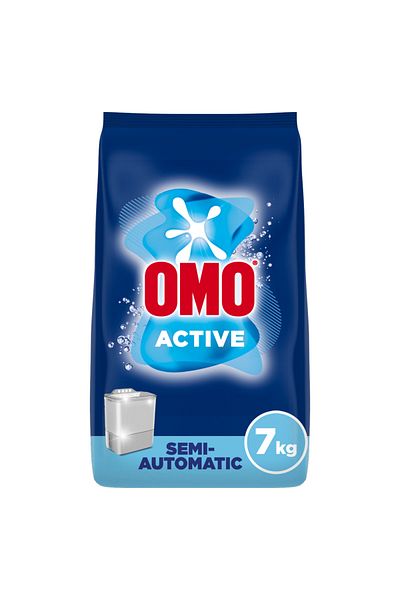 Omo مسحوق غسيل نصف أوتوماتيكي، فعال، إزالة البقع بنسبة تصل إلى 100% في غسلة واحدة* 7 كجم