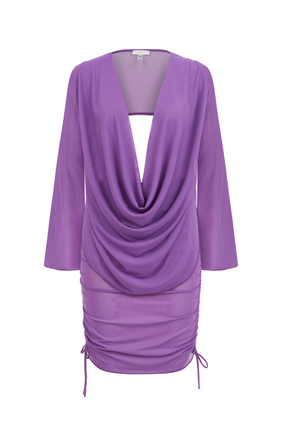 AQUELLA Tül Mor Degaje Yaka Üst-Etek Takım