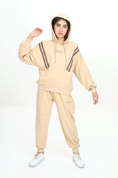 HayKids Σετ φόρμας για κορίτσια με δύο κορδόνια Tiktak Stripe Hooded