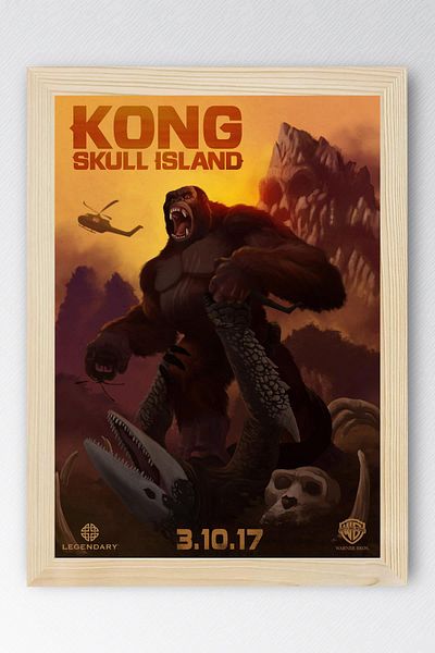 Saturn Επιτραπέζιο ζωγραφικής με κορνίζα Kong Skull Island - Ζωγραφική αφίσας ταινίας Skull Island