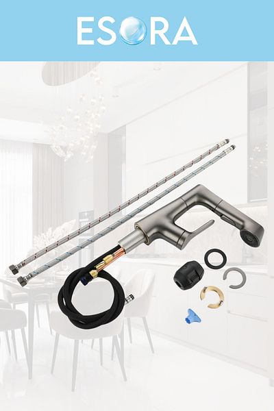 ESORA Modern Black Piston Kitchen Sink Faucet
