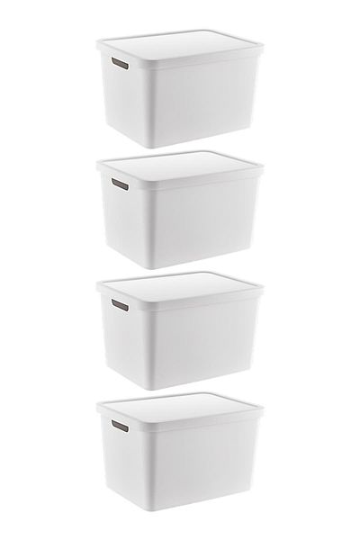 Smartware White Stafi Set of 4 - 18 Lt Capacity, Multi-Purpose Box