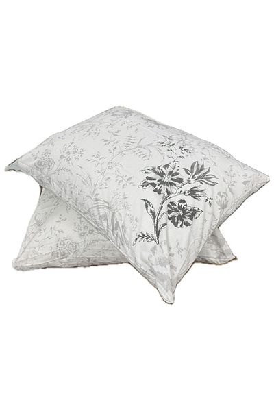 Clasy Ranforce 2 Τεμάχια Λευκή Μαξιλαροθήκη με Floral Σχέδιο