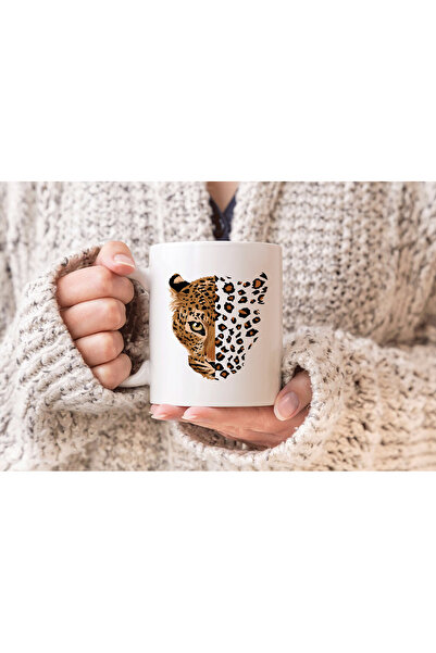 MODA كوب بورسلين هدية بطبعة الفهد