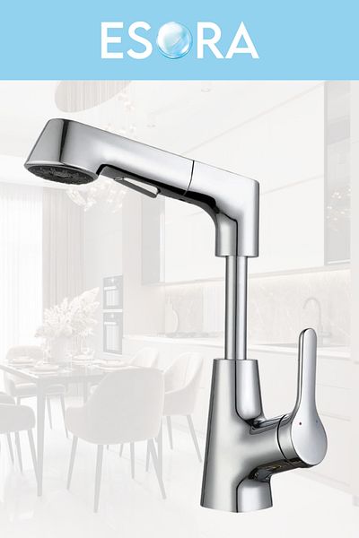 ESORA Modern Chrome Piston Kitchen Sink Faucet