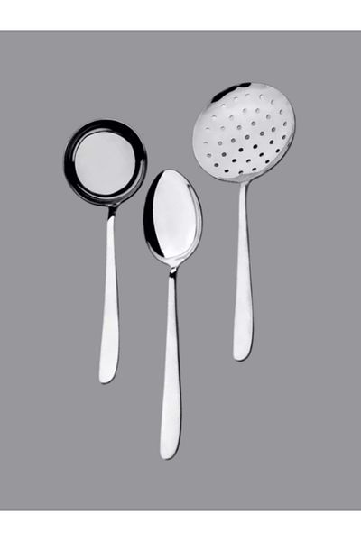 Nehir Sultan Plain Serving Spoon Ladle Colander 3 Piece Set