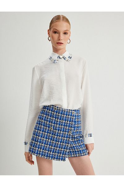 Koton Mini méretű, duplasoros gombos Tweed rövidnadrág szoknya