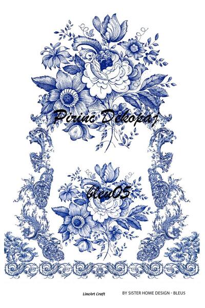 LİNEART Lineart Pirinç Dekopaj Blue5