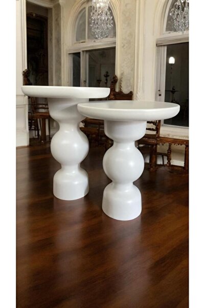 Simillo Home&Living Wood Wooden Ahşap Beyaz Renk 2'li Set Fitilli Mantar Yan ...