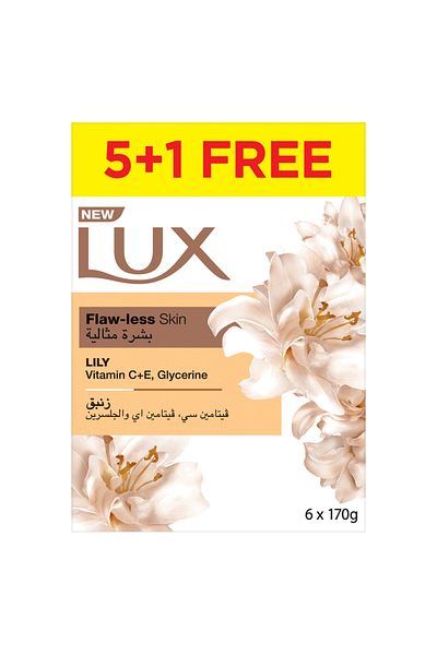 LUX Bar Soap for flaw-less skin, Lily, with Vitamin C, E, and Glycerine