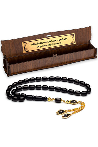 OTTOTESBİH Erkek Hediyelik 8x11mm Kapsül Kesim Ateş Kehribar Tespih