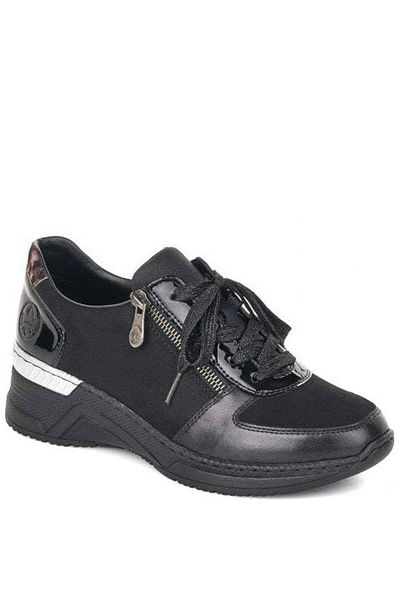 Rieker Black Flats Womens Shoes