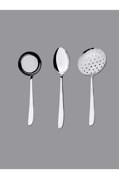 Nehir Sultan Plain Serving Spoon Ladle Colander 3 Piece Set