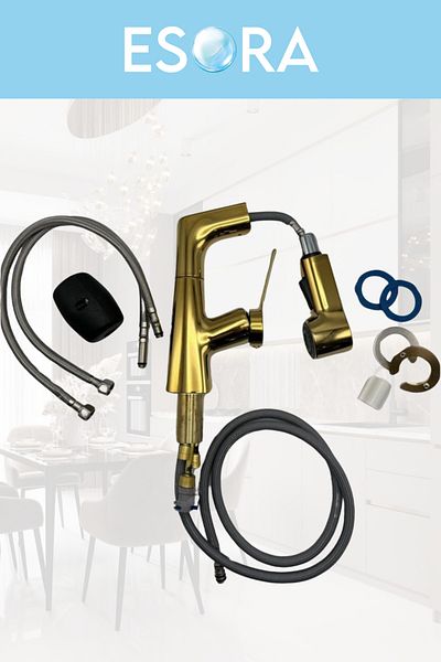 ESORA Modern Gold Piston Kitchen Sink Faucet