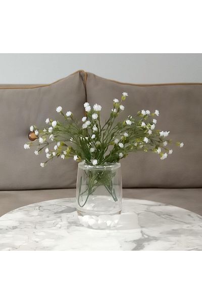 STOREMAX MU-ARTSHOP Περιλαμβάνεται, Λουλούδι σε βάζο, Λευκό Τεχνητό Λουλούδι, Διακοσμητικό Λευκό με Πέρλες 8x8x16cm tnca 871301
