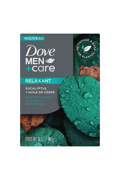 Dove Men +Care Cleansing Bar, Relax, for Hair, Body, Face & Shaving, with Eucalyptus and Cedar Oil