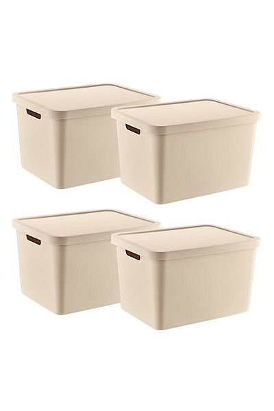 Smartware Latte 18 Lt - Set of 4 Stafi Multi-Purpose Box with Lid