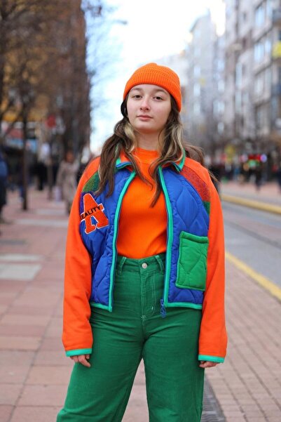 Ugly Duck 09-15 Years Old Girl Cobalt Blue Color Quilted-Plaid Detailed Jacket