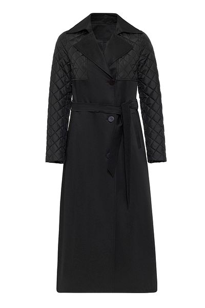 Olcay Schwarzer gesteppter Trenchcoat – wasserabweisend und gefüttert 6627