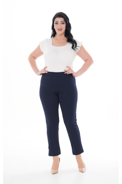 kısmet sepeti Women's High Waist Recovery Original Diver Fabric Straight Navy Pants