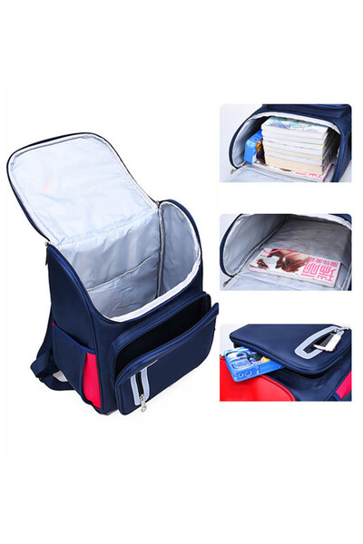 Eazy Kids Ergonomic School Bag - Red blue