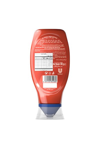 Hellmann's Tomato Ketchup, Classic Flavour, 100% Recycled Plastic Bottle, 500g