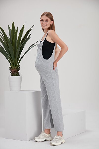 Işşıl 4493 Model Combed Cotton Maternity Gardener-Jumpsuit - Non-Knee and Tie-Up Strap