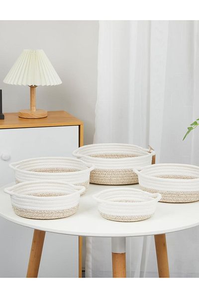 HomeTurko Σετ καλαθιού 5 τεμαχίων, Σετ καλαθιού Organizer, Organizer, Σετ καλαθιού Bohemian, Είδη σπιτιού δώρου,