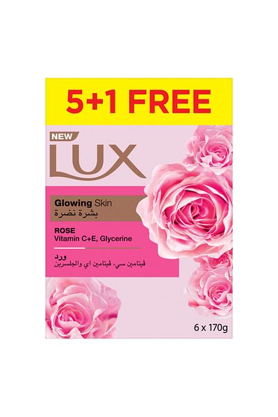 LUX Bar Soap for glowing skin, Rose, with Vitamin C, E, and Glycerine