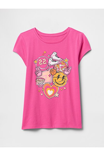 GAP Kız Çocuk Pembe Grafik T-Shirt