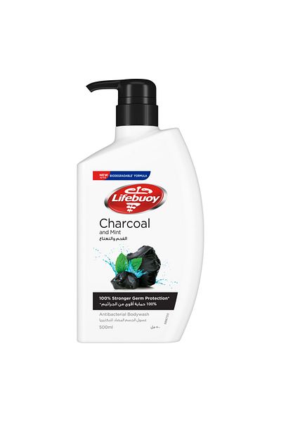 LİFEBUOY Lifebuoy Antibacterial Body Wash and Shower Gel,hygiene, Charcoal and Mint, germ protection, 500ml