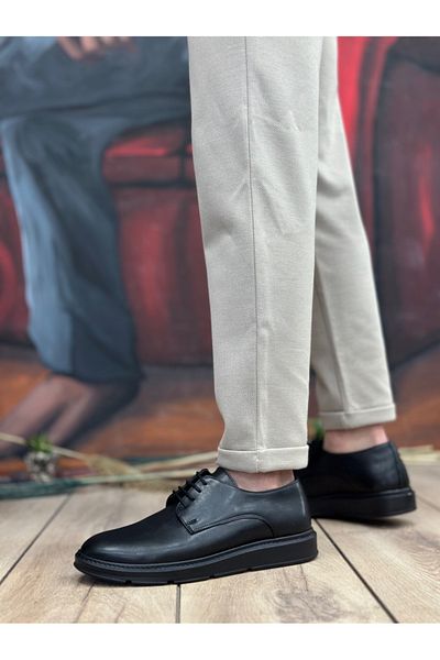 turkuaze BA0003 Laced Classic Black High Black Sole Casual Men's Shoes