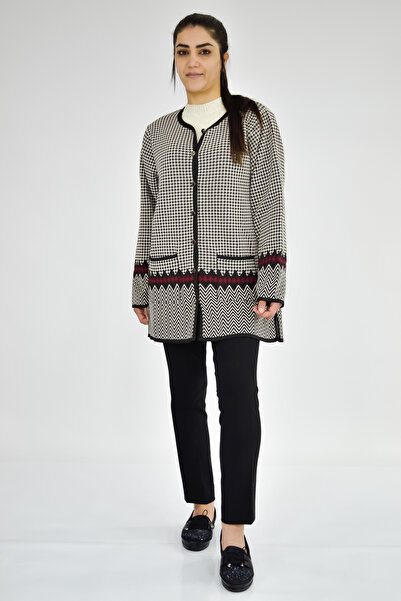 Tuğra Crew Neck Goose Feet Patterned Jacket