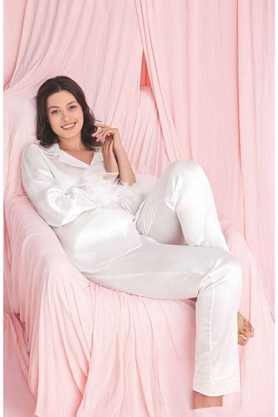 SATTENS Σετ πιτζάμες Silky Satin με μανίκια Otriş Feather