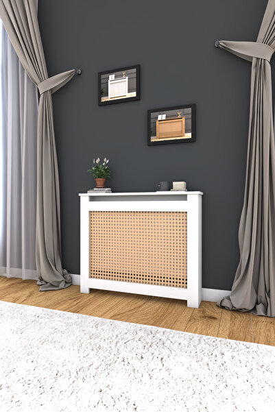 CAN Kapaklı Kalorifer Petek Kapama 120 Cm (İÇ ÖLÇÜSÜ) Hazeran Desenli Mdf Mat Beyaz
