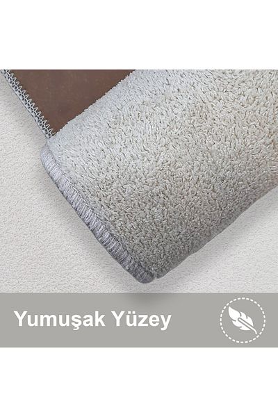 Dokumacıoğlu Unicolor Plain 3-Pece Mink Σετ πατάκι μπάνιου, χαλί, αντιολισθητικό δερμάτινο σετ τουαλέτας που πλένεται