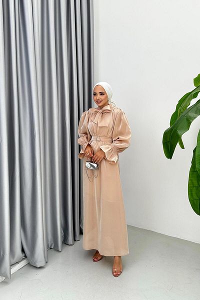 QUQA Mink Satin Belted Dress