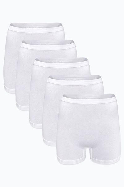 Malabadi Women's 5-Pack White Non-Marking Modal High Waist Boxers 5m108