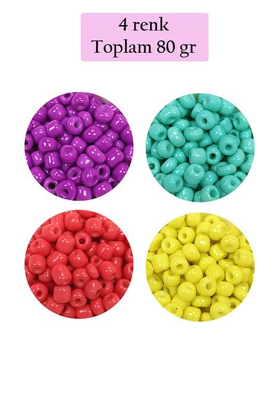 STUMBANNG Bulky Glass Sand Beads Large Size (6/0) 4 mm - 4 Colors - Total 80 Grams - Bnc411