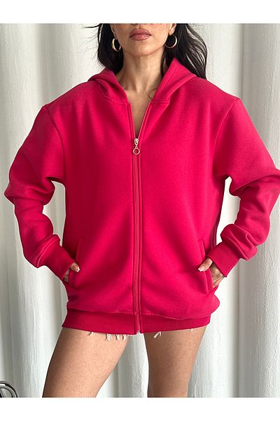Mine'nspolo Φούξια φούτερ με κουκούλα Unisex εποχιακή υπερμεγέθη φούτερ