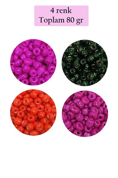 STUMBANNG Bulk glass sand beads large size (6/0) 4 mm - 4 colors - total 80 grams - bnc414