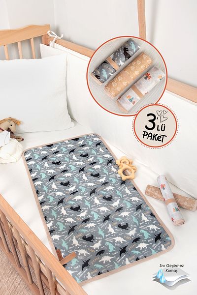 HAMUR Baby Proof 3-Piece Changing Mat, Liquid-Proof Protective Mat, Washable Baby Care Pad