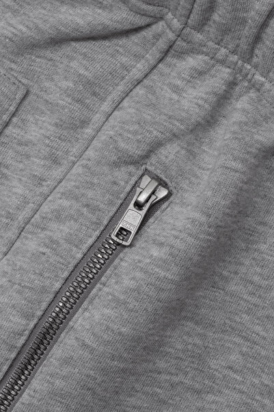 Cottonland Men's Modena Spring Medium Thickness Three Thread Pockets Zip-Up Elastic Cotton Pants Grey Melange