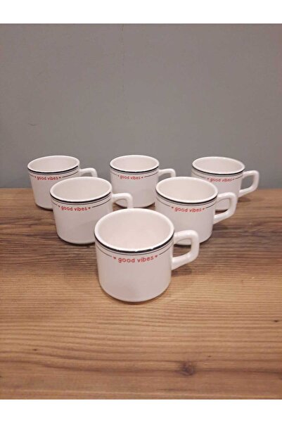 Keramika ÇAY FİNCANI 6 ADET STACKABLE KALPLİ / SEVGİLİLER GÜNÜ